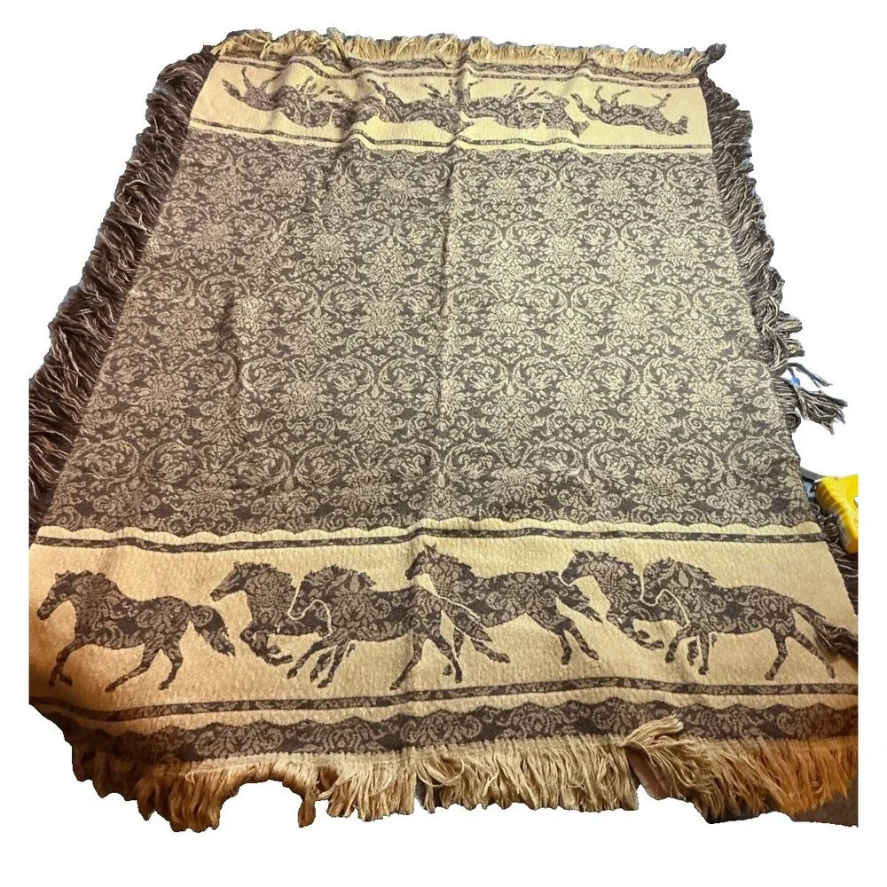 Horse Equestrian Throw Blanket Country Western Decor 32x44
